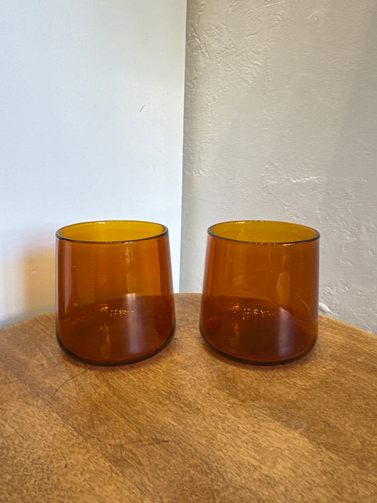 Aurora Cocktail Tumblers in Amber, Set of 2