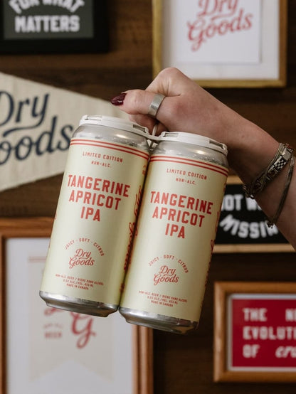 Dry Goods Tangerine Apricot IPA — non-alcoholic hazy IPA, 473ml can