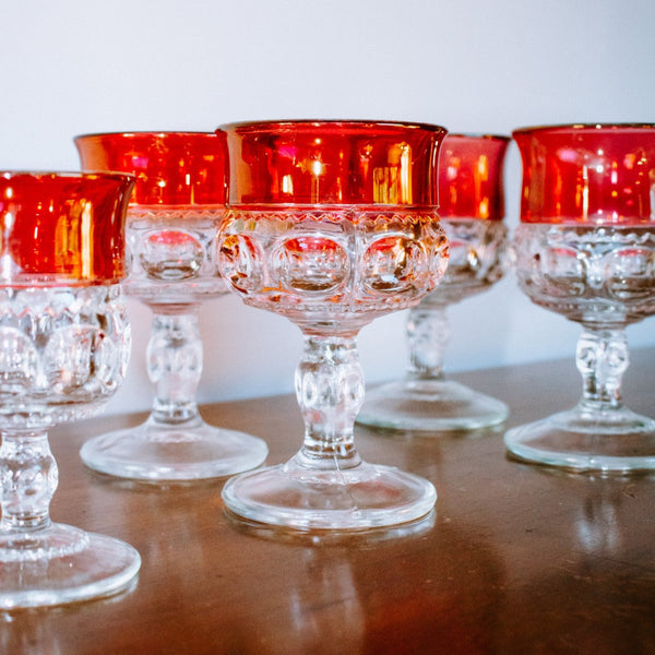 King's Crown Thumbprint Cranberry Cordial Glass (Set of 2) – Fizz Bottle  Shop
